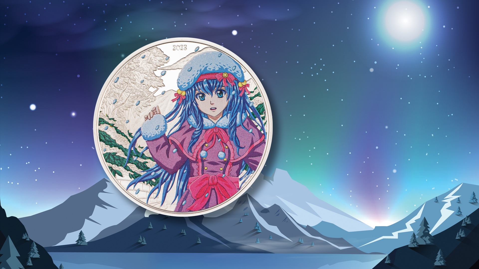 (W099.5.D.2023.2) Cook Islands 5 $ Winter Season 2023 - Proof silver (blog illustration) (zoom)