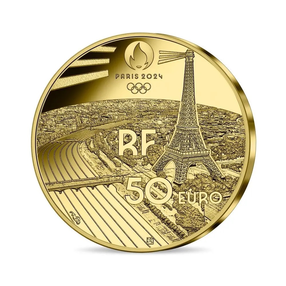 (EUR07.Proof.2023.10041376300000) 50 euro France 2023 Proof gold - Paris Olympics 2024 Wheelchair basket R (zoom)