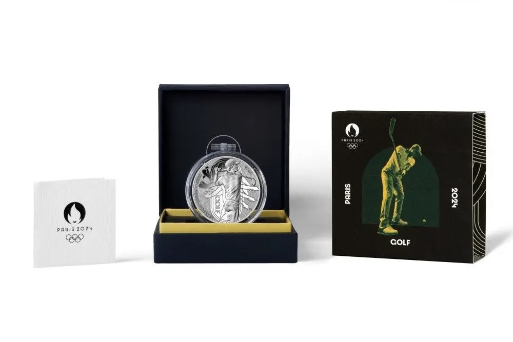 (EUR07.Proof.2023.10041376310000) 10 € France 2023 Proof Ag - Paris Olympics 2024 Golf (packaging) (zoom)