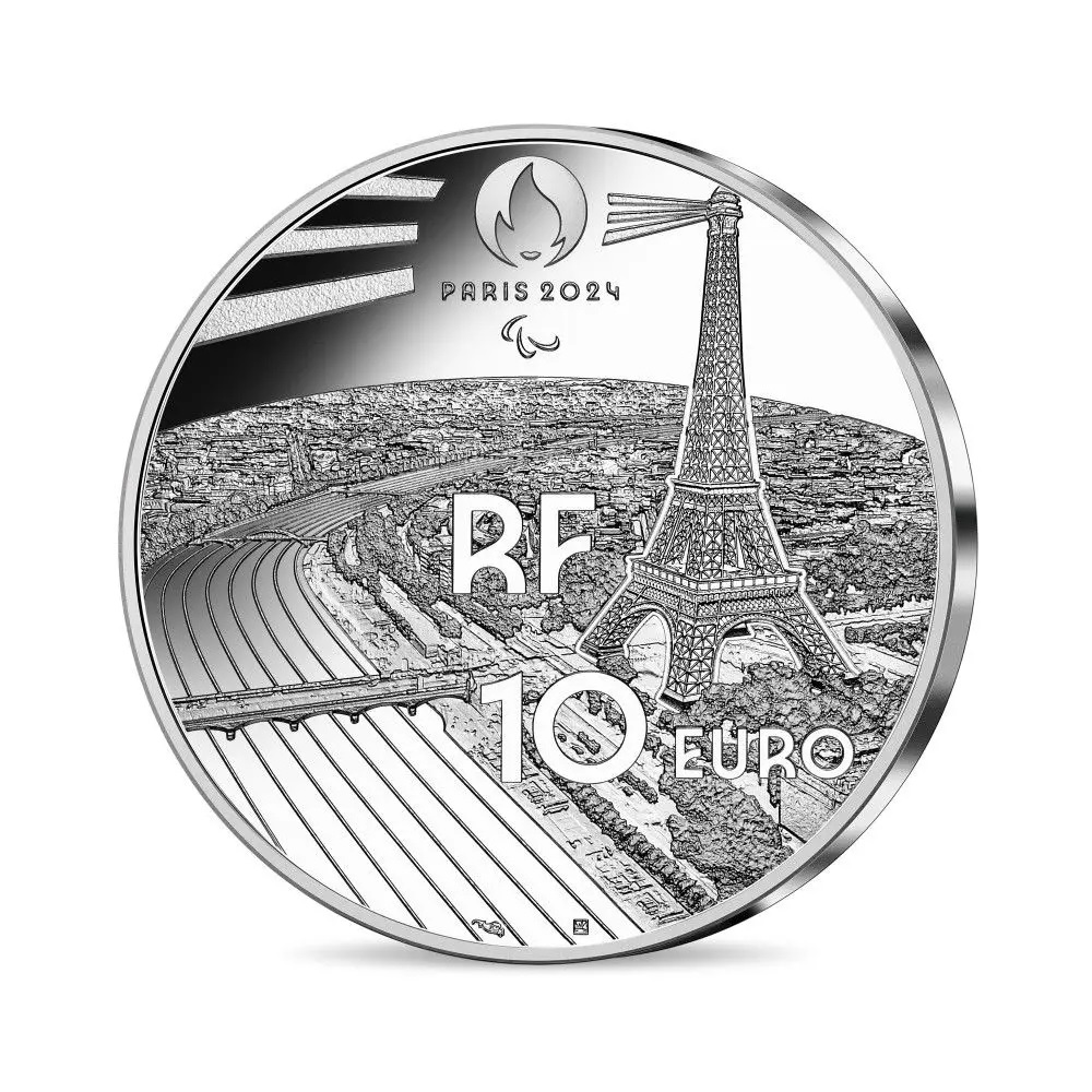 (EUR07.Proof.2023.10041376310000) 10 euro France 2023 Proof silver - Paris Olympics 2024 Golf Reverse (zoom)