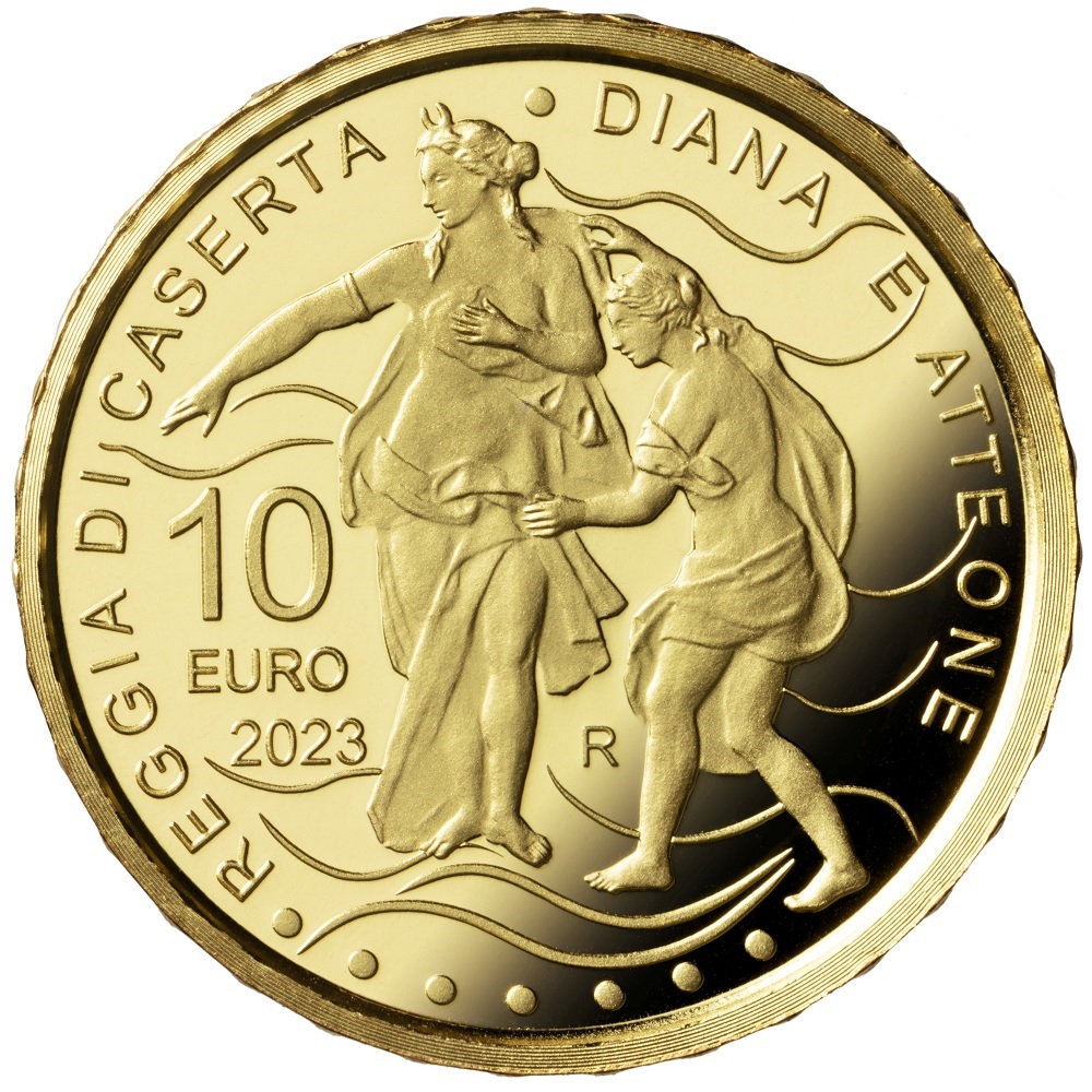 (EUR10.Proof.2023.48-2ms10-23p008) 10 euro Italy 2023 Proof gold - Diana and Actaeon Fountain Reverse (zoom)