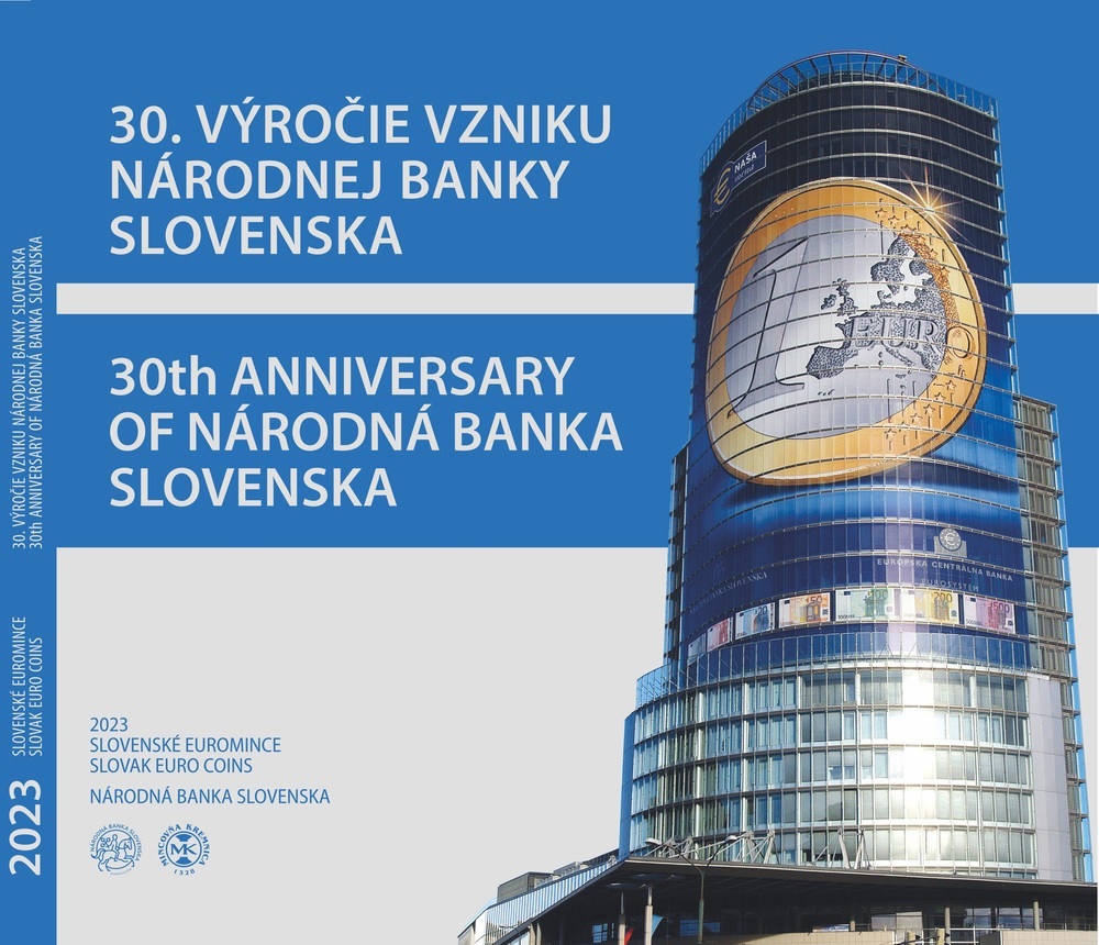 (EUR17.BU.set.2023.501494) BU coin set Slovakia 2023 (30th anniversary of the National Bank of Slovakia) Front (zoom)