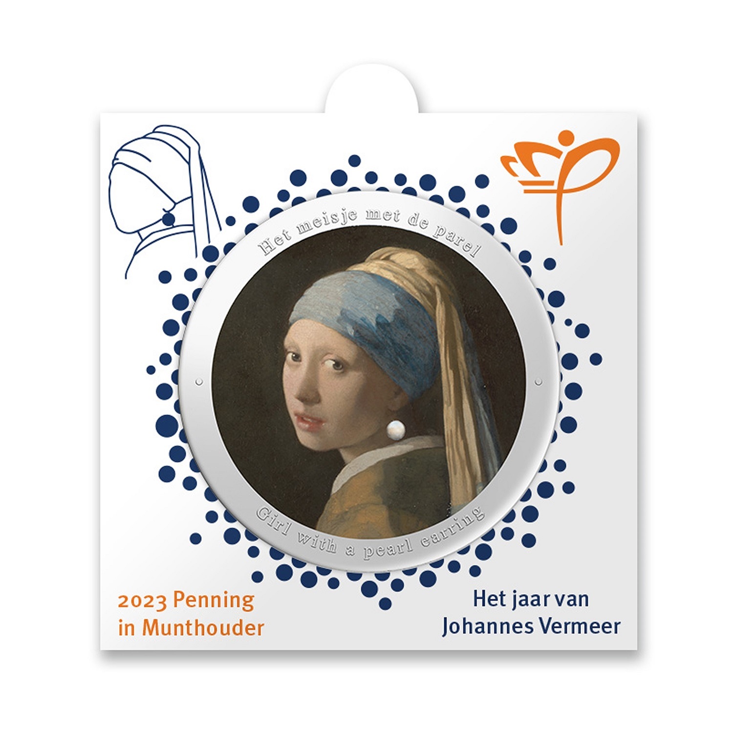 (MED14.Méd.KNM.2023.0116102) Copper-nickel medal - Johannes Vermeer (cardboard holder) (zoom)