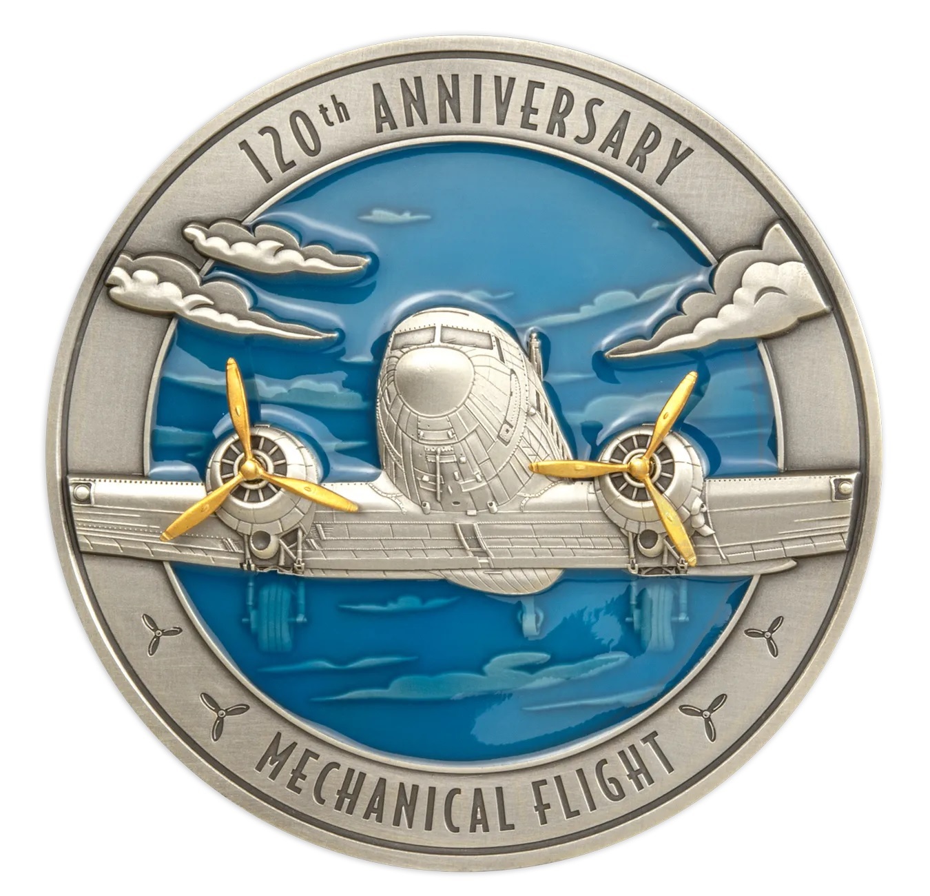 (W022.10.D.2023.500.g.Ag.1) 10 Dollars Barbados 2023 500 grams Antique silver - Mechanical flight Reverse (zoom)