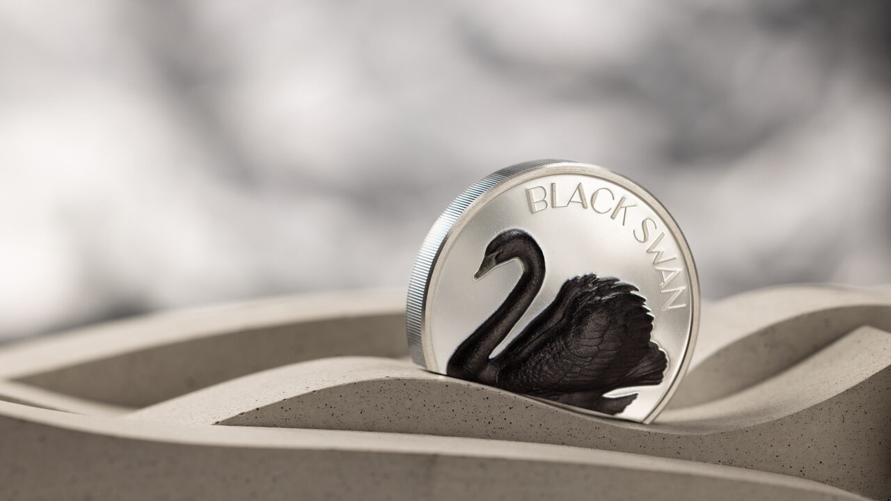 (W099.10.D.2023.30254) Cook Islands 10 $ Black Swan 2023 - Black Proof silver Reverse (blog illustration) (zoom)