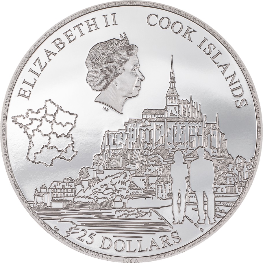 (W099.25.D.2023.30297) Cook Islands 25 Dollars Saint Michael Mount 2023 - Proof silver Obverse (zoom)