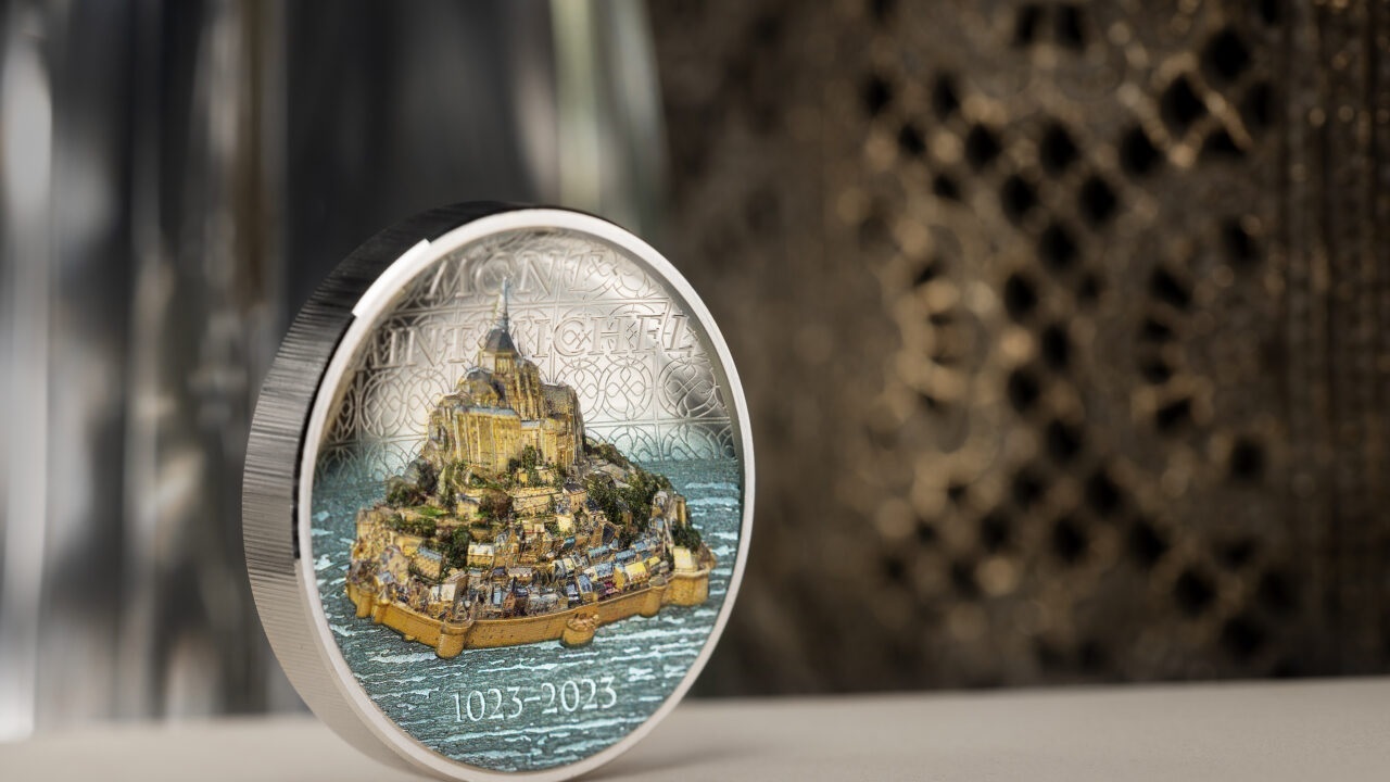 (W099.25.D.2023.30297) Cook Islands 25 $ Saint Michael Mount 2023 - Proof silver (blog illustration) (zoom)