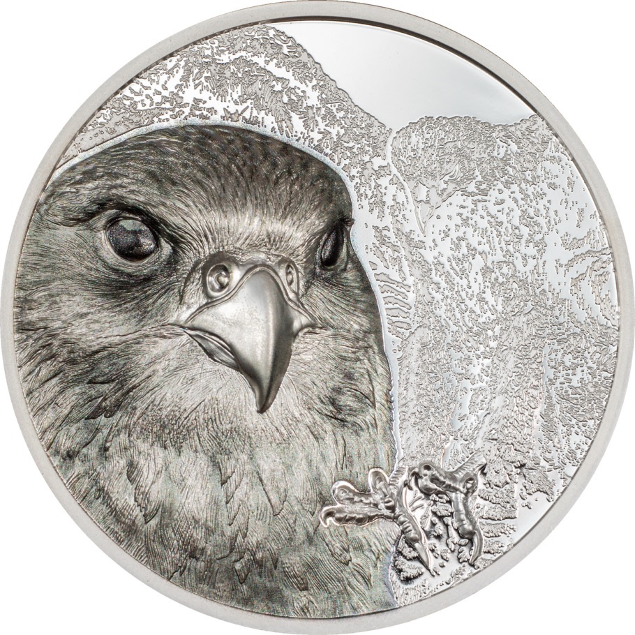 (W151.2000.Tögrög.2023.30290) 2000 Tögrög Mongolia 2023 3 oz Proof silver - Mongolian Falcon Reverse (zoom)