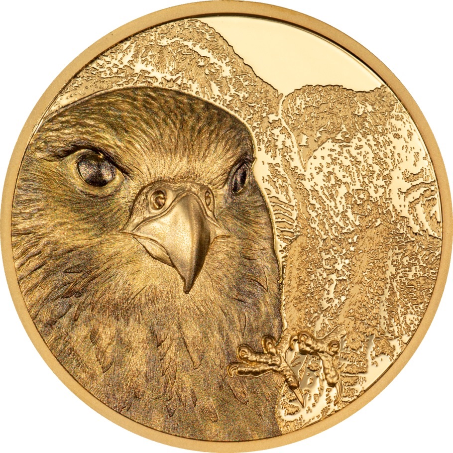 (W151.25000.Tögrög.2023.30286) 25000 Tögrög Mongolia 2023 1 oz Proof gold - Saker Falcon Reverse (zoom)