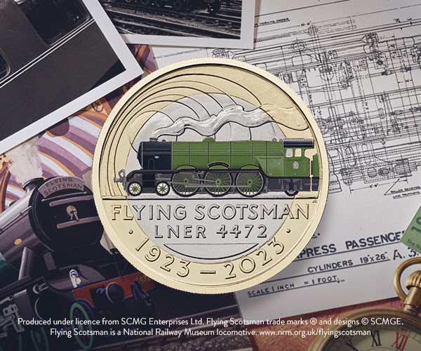 (W185.2.P.2023.UK23FSBC) United Kingdom 2 Pounds Flying Scotsman 2023 BU (coloured) (blog illustration) (zoom)