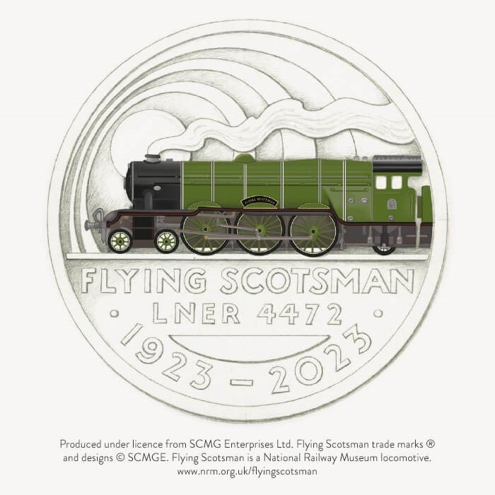 (W185.Piedfort.2.P.2023.UK23FSPF) Piedfort 2 Pounds Flying Scotsman 2023 - Proof silver (blog illustration) (zoom)