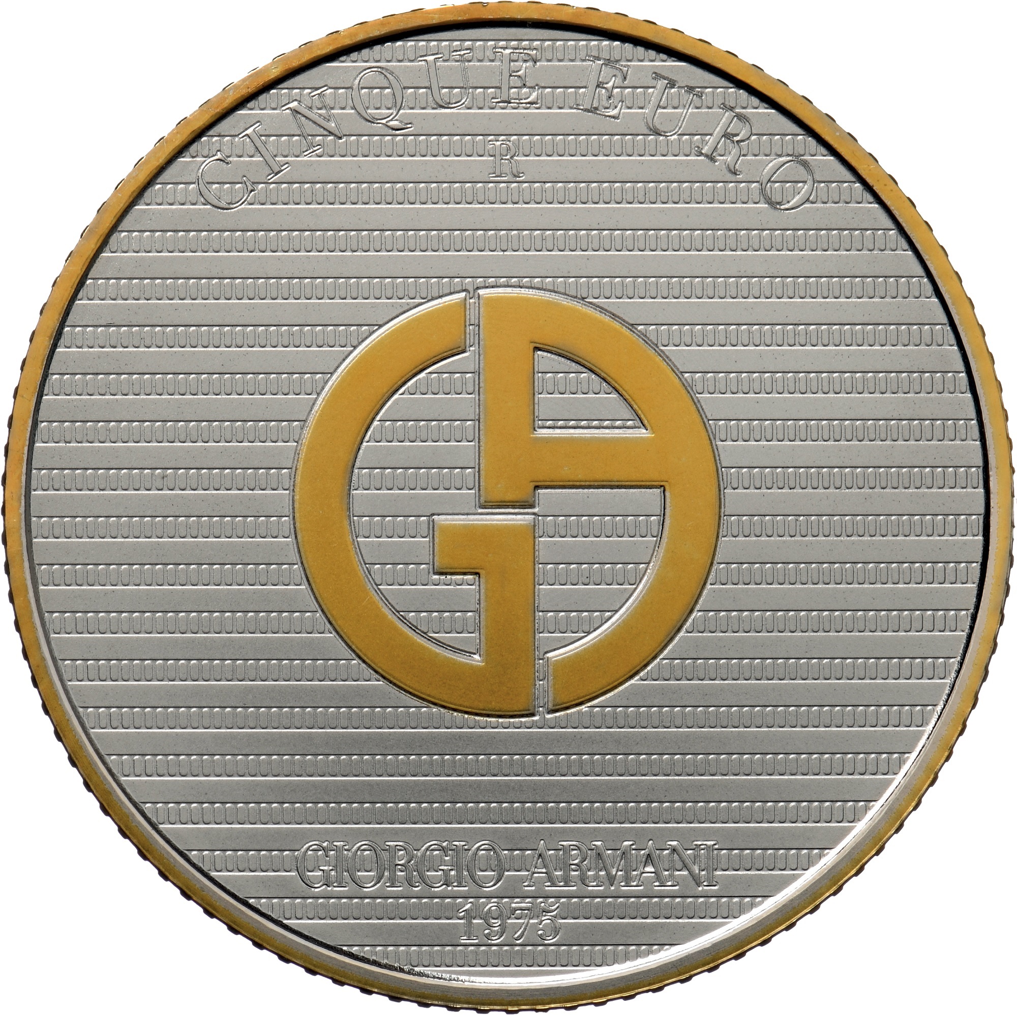 (EUR10.BU.set.2023.48-2ms10-23f008) Triptych 5 € Italy 2023 BU silver - Giorgio Armani (coin reverse) (zoom)