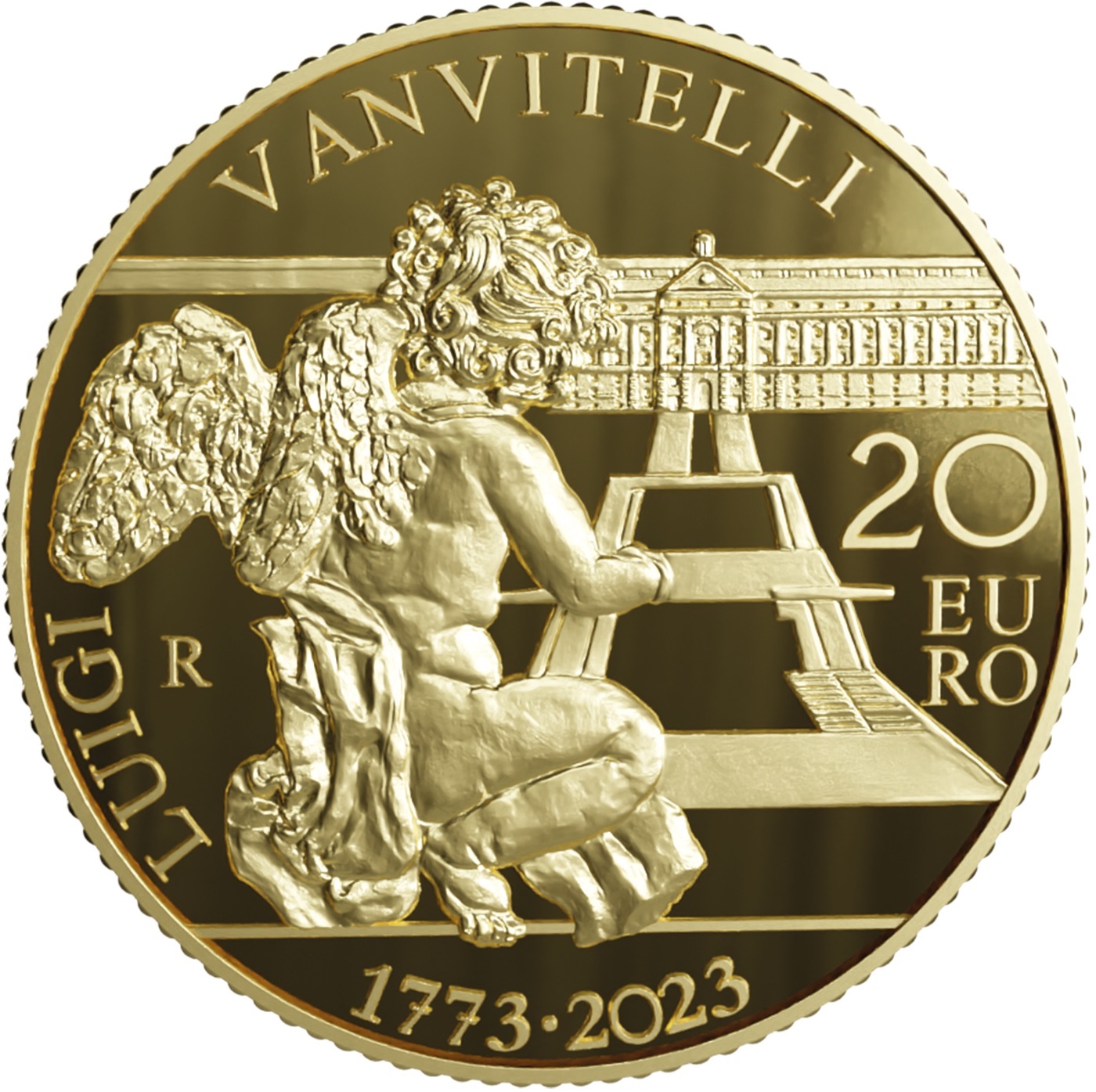 (EUR10.Proof.2023.48-2ms10-23p013) 20 euro Italy 2023 Proof gold - Luigi Vanvitelli Reverse (zoom)
