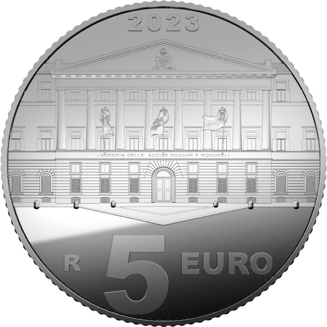 (EUR10.Proof.2023.48-2ms10-23p014) 5 euro Italy 2023 Proof silver - Customs and monopolies agency Reverse (zoom)