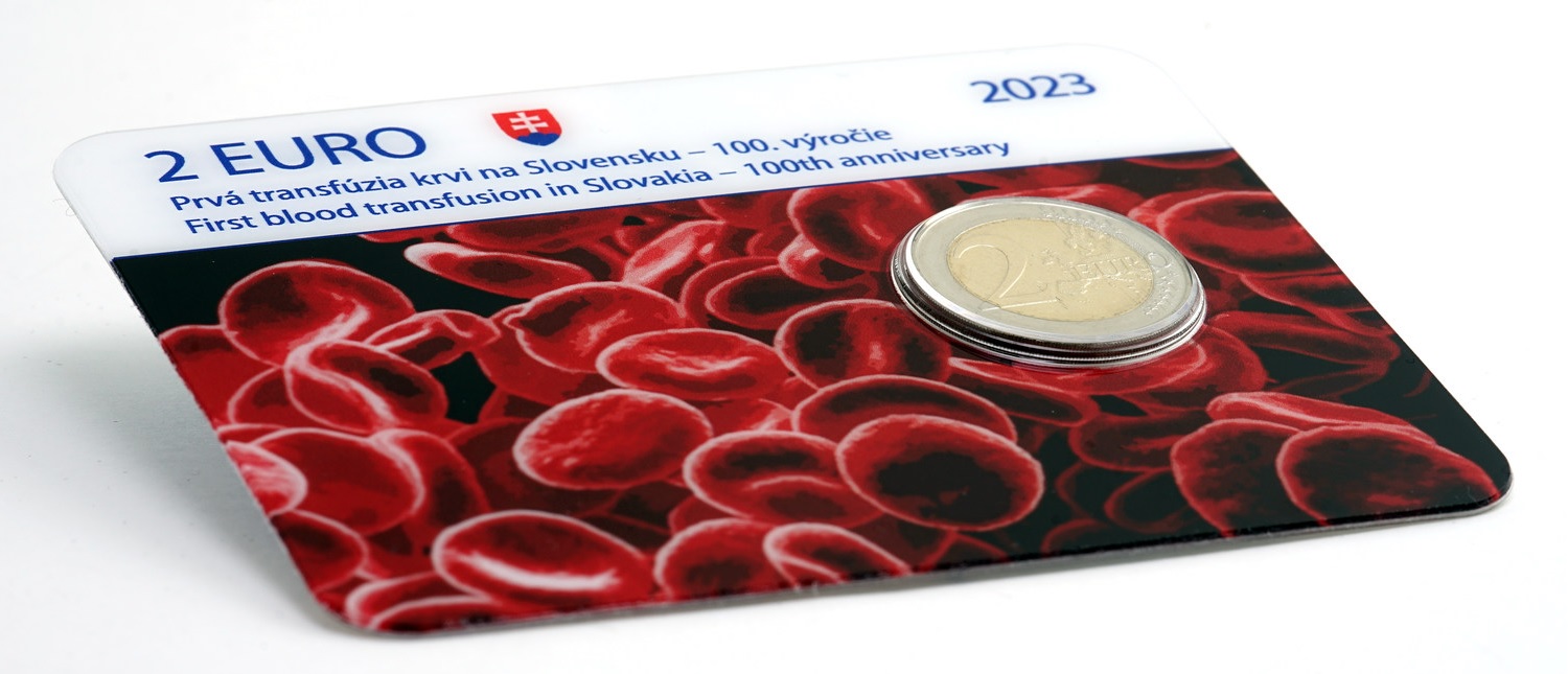 (EUR17.BU.2023.501495) 2 € Slovakia 2023 BU - First blood transfusion in Slovakia (card) (zoom)