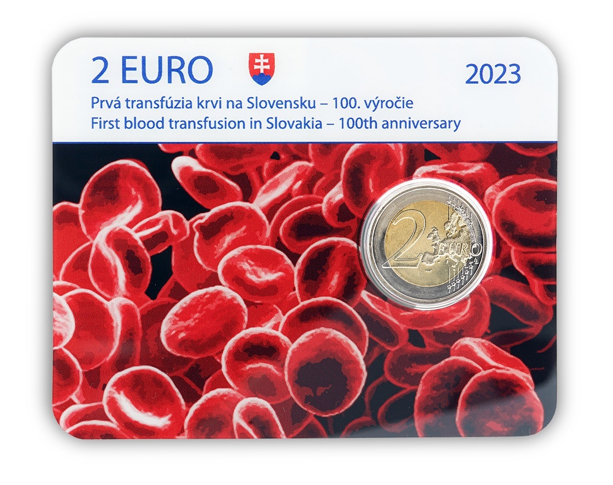 (EUR17.BU.2023.501495) 2 euro Slovakia 2023 BU - First blood transfusion in Slovakia Front (zoom)