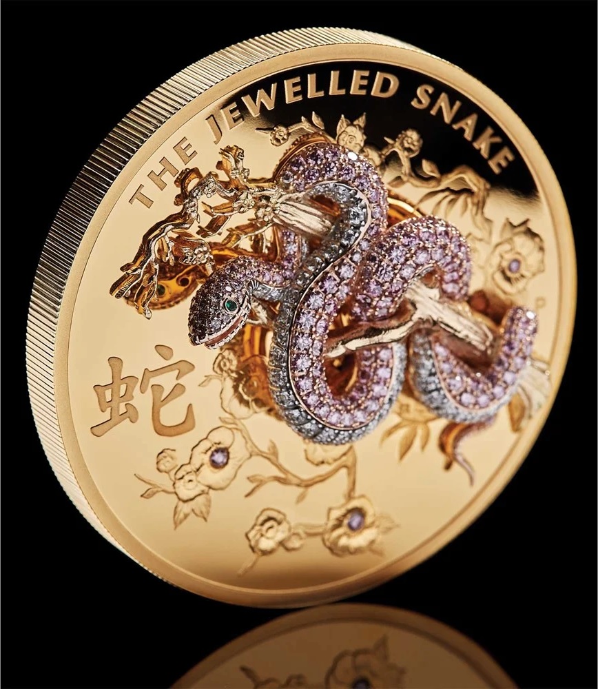 (W017.2500.D.2023.23P70AAA) 2500 $ Australia 2023 10 ounces Proof gold - Jewelled Snake (edge) (zoom)