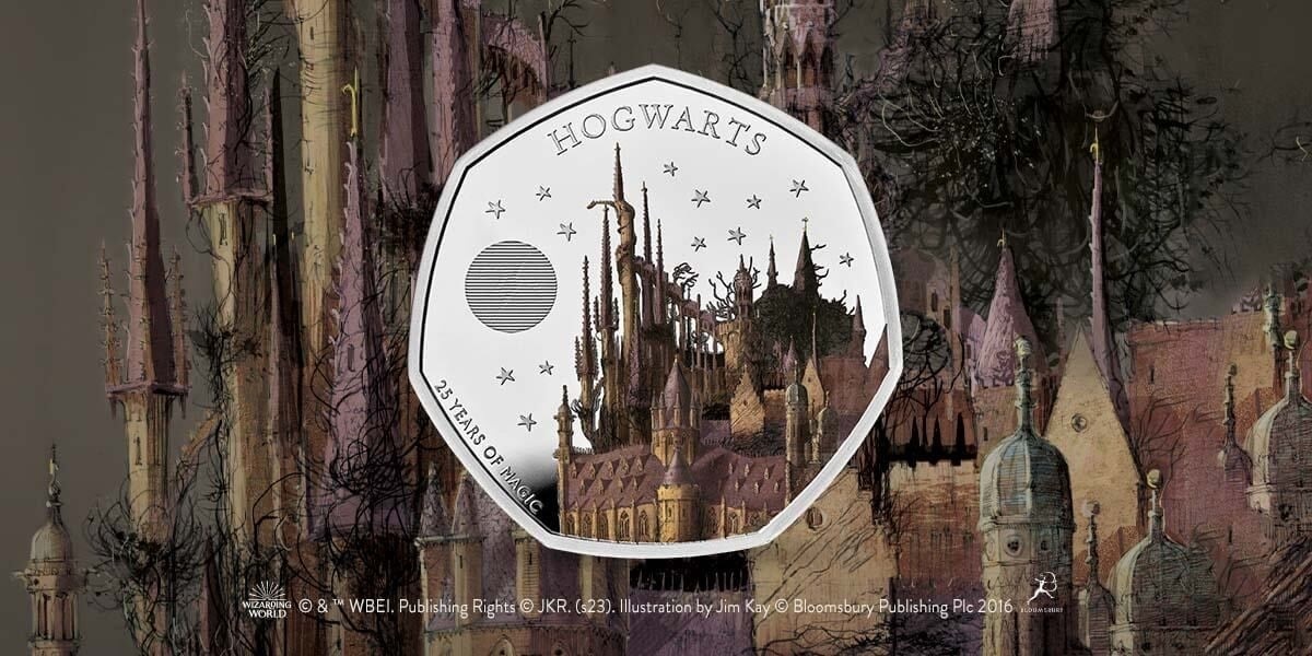 (W185.50.P.2023.UK23HSSP) UK 50 Pence Harry Potter (Hogwarts) 2023 - Proof silver (blog) (zoom)