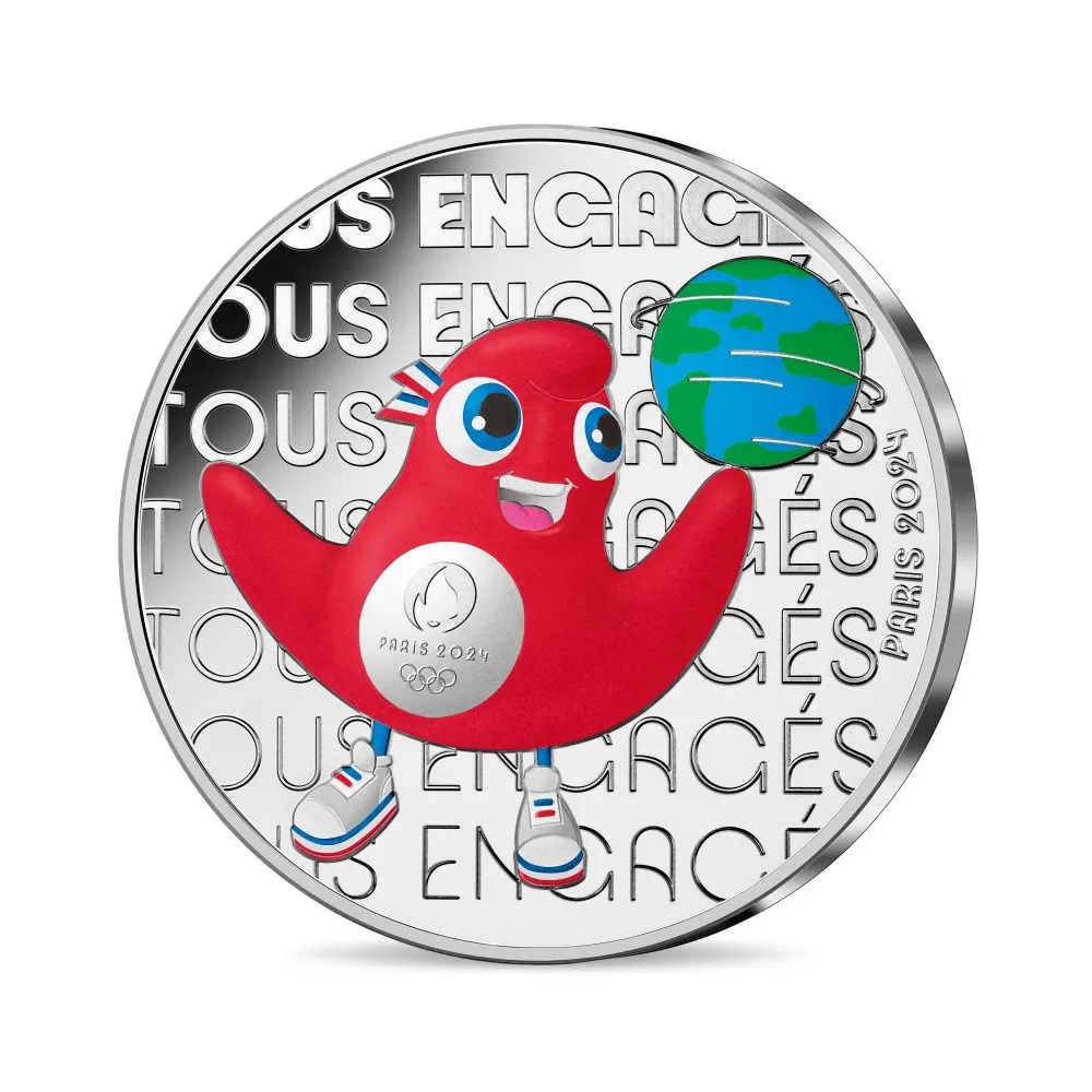 (EUR07.Unc.2023.10041374360005) 50 euro France 2023 silver - Mascot (all engaged) Obverse (zoom)