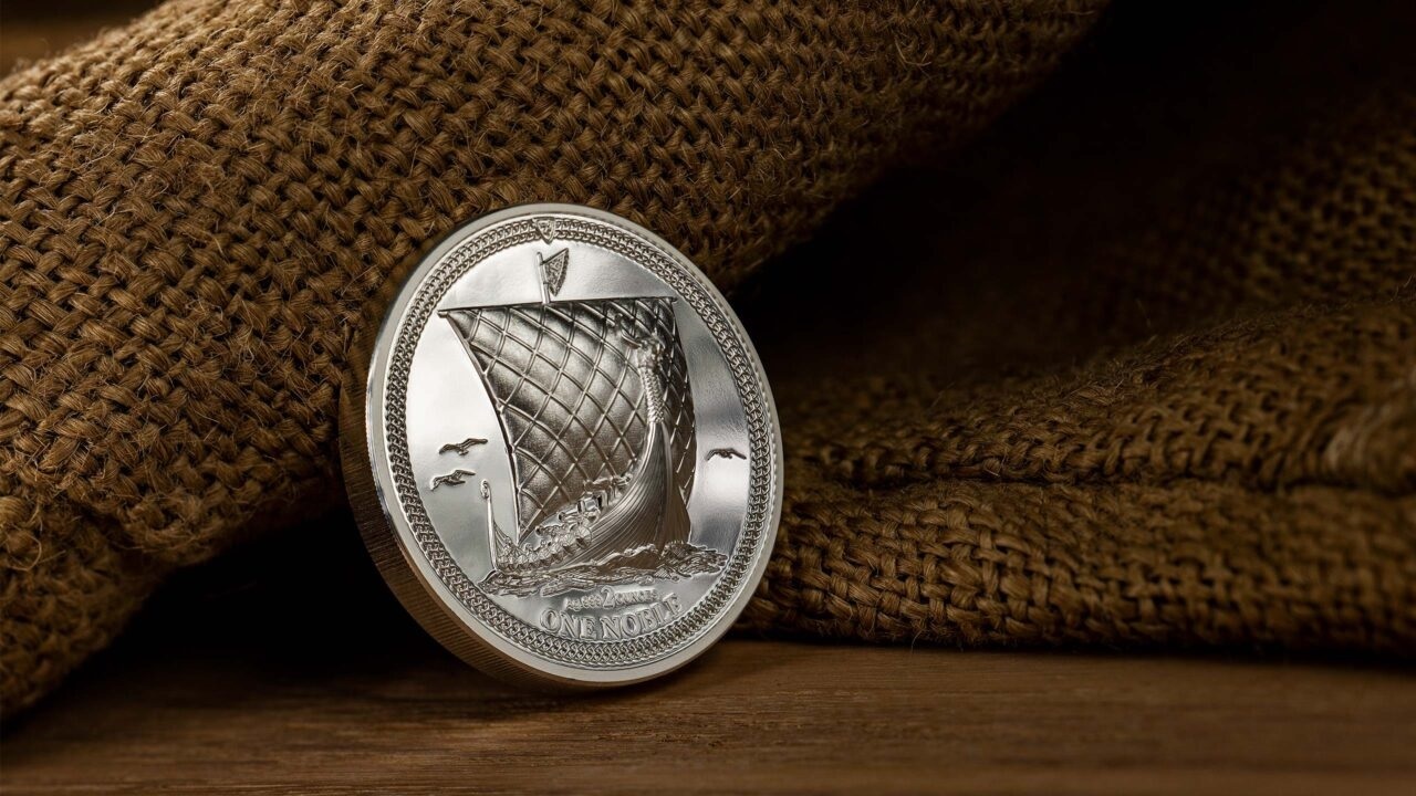 (W095.1.Noble.2023.30242) 1 Noble Isle of Man 2023 2 oz Proof Ag - Longship R (blog) (zoom)