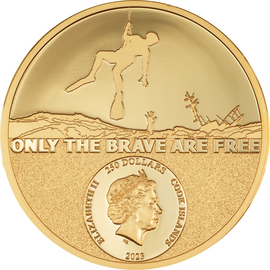 (W099.250.D.2023.30310) Cook Islands 250 Dollars Coast Guard 2023 - Proof gold Obverse (zoom)