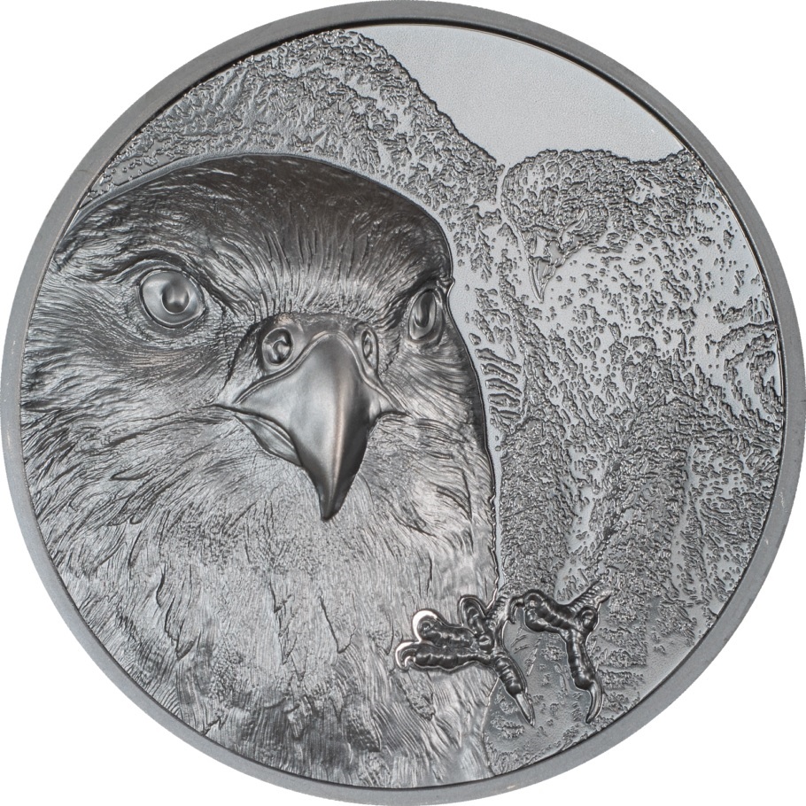 (W151.1000.Tögrög.2023.30289) 1000 Tögrög Mongolia 2023 2 oz Black Proof silver - Mongolian Falcon Reverse (zoom)