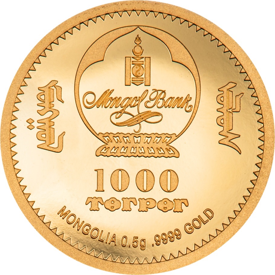 (W151.1000.Tögrög.2024.30336) 1000 Tögrög Mongolia 2024 0.5 g Proof gold - Year of the Dragon O (zoom)