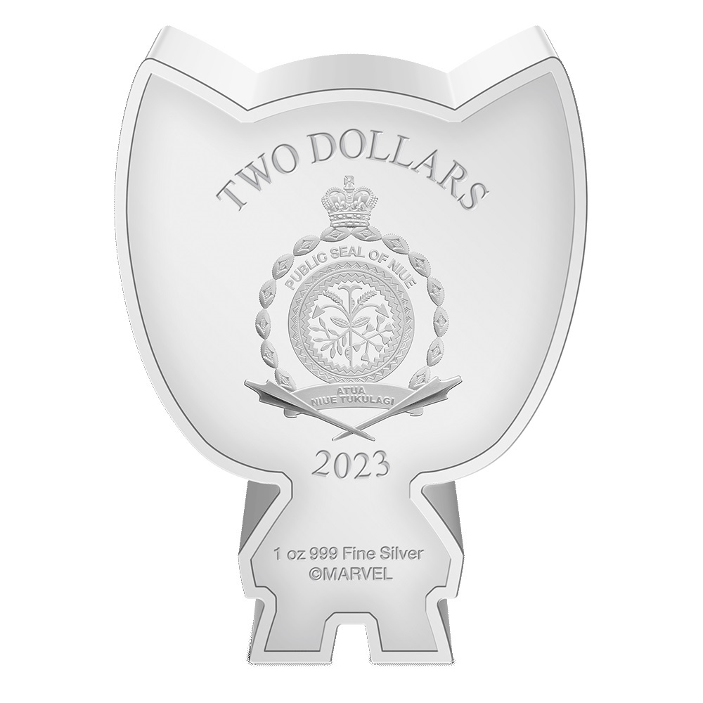 (W160.2.D.2023.30-01400) 2 Dollars Niue 2023 1 oz Proof silver - Chibi Black Panther Obverse (zoom)