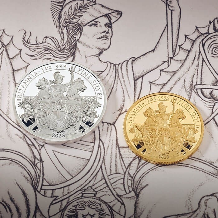 (W185.2.P.2023.BR23S1) 2 Pounds United Kingdom 2023 1 oz Proof Ag - The Britannia (blog illustration) (zoom)