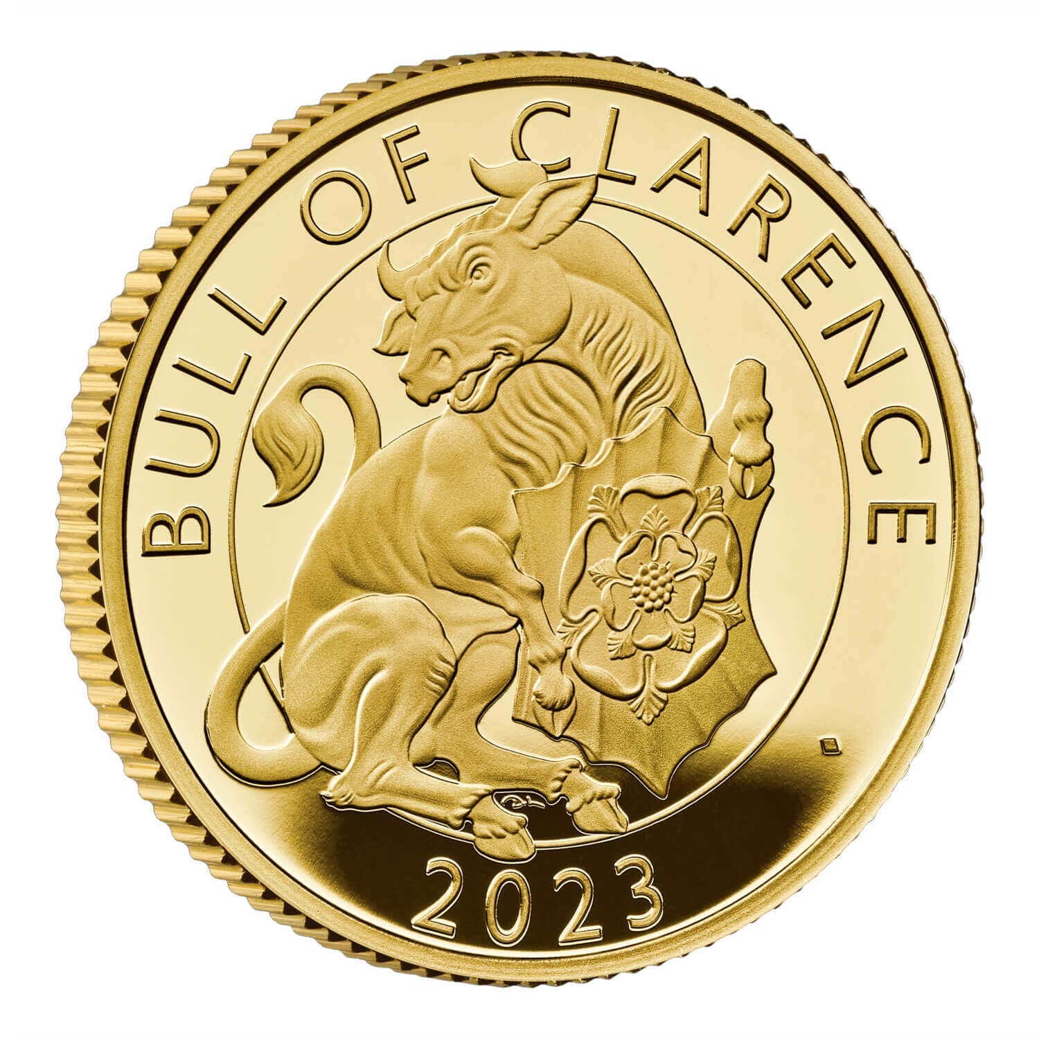 (W185.25.P.2023.UK23BCQG) 25 Pounds United Kingdom 2023 quarter oz Proof gold - The Bull of Clarence Reverse (zoom)