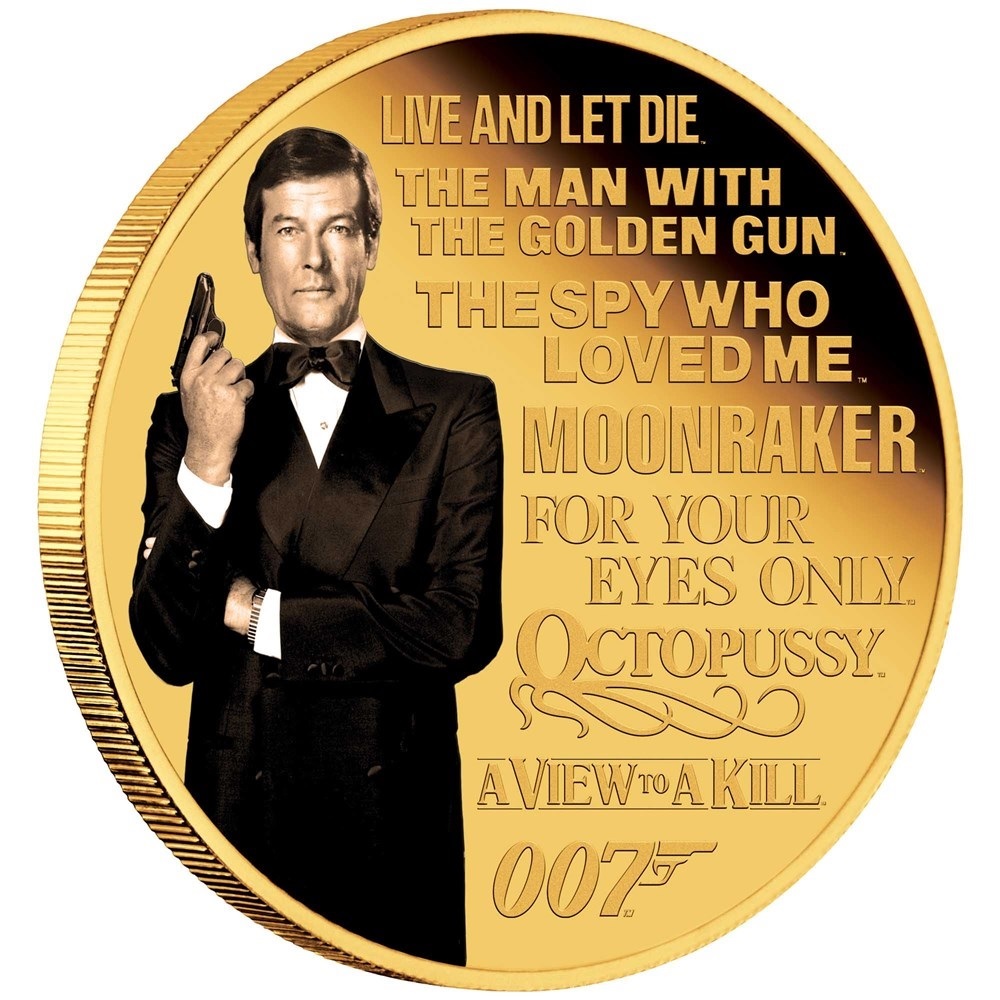 (W228.1.50.D.2023.23P43AAA) 50 Dollars Tuvalu 2023 quarter oz Proof Au - James Bond (Roger Moore) (edge) (zoom)
