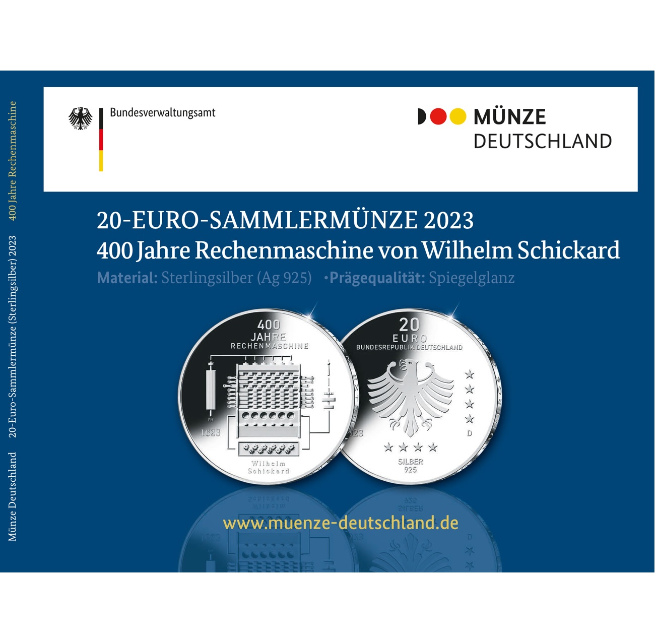 (EUR03.Proof.2023.910112SD5) 20 euro Germany 2023 D Proof silver - Wilhelm Schickard (packaging) (zoom)