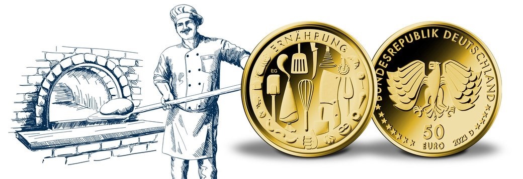 (EUR03.Proof.2023.SGM2301M44S5) 50 € Germany 2023 D BU gold - Nutrition (blog illustration) (zoom)