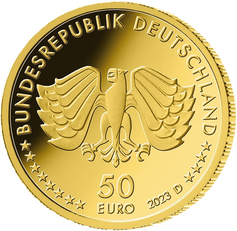 (EUR03.Proof.2023.SGM2301M44S5) 50 euro Germany 2023 D BU gold - Nutrition Obverse (zoom)