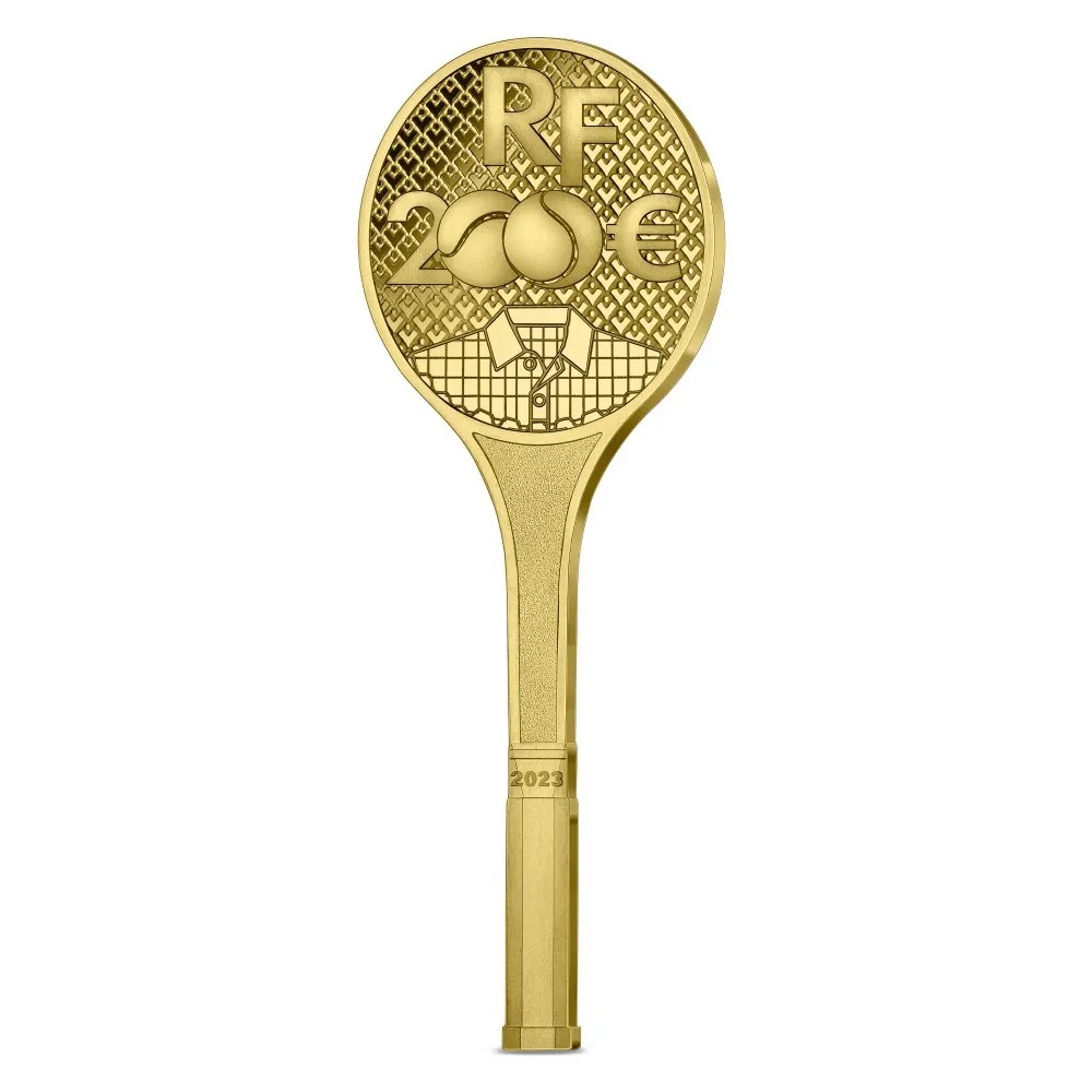 (EUR07.Proof.2023.10041378200000) 200 euro France 2023 Proof gold - Lacoste (tennis racket) Reverse (zoom)