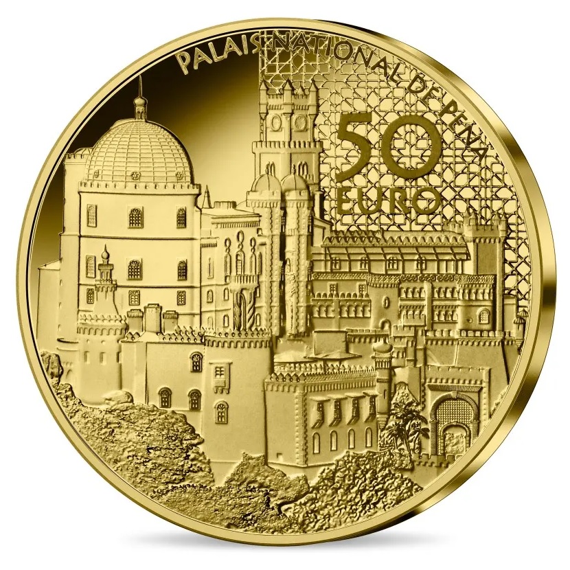 (EUR07.Proof.2023.10041378370000) 50 euro France 2023 Proof gold - Pena Palace and King Ferdinand II of Portugal R (zoom)