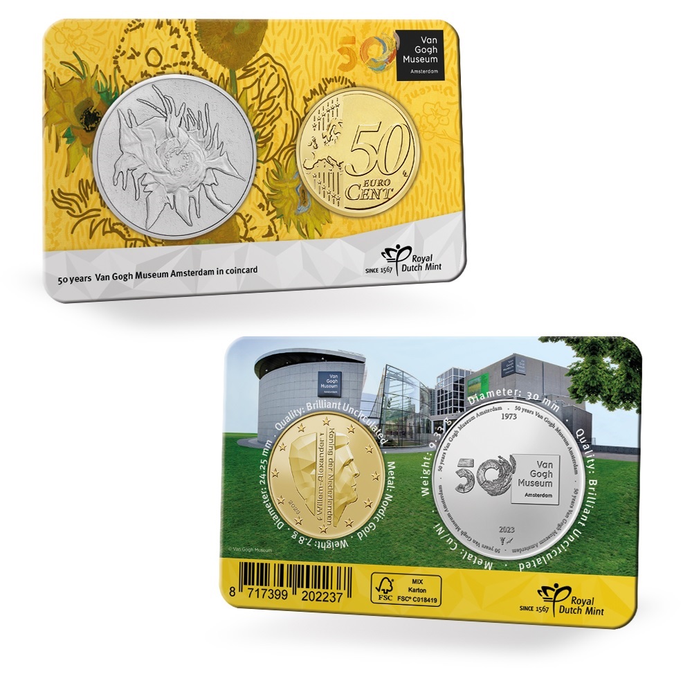 (KNM.2023.0116500) 50 euro cent & medal Netherlands 2023 BU - Van Gogh Museum (card) (zoom)