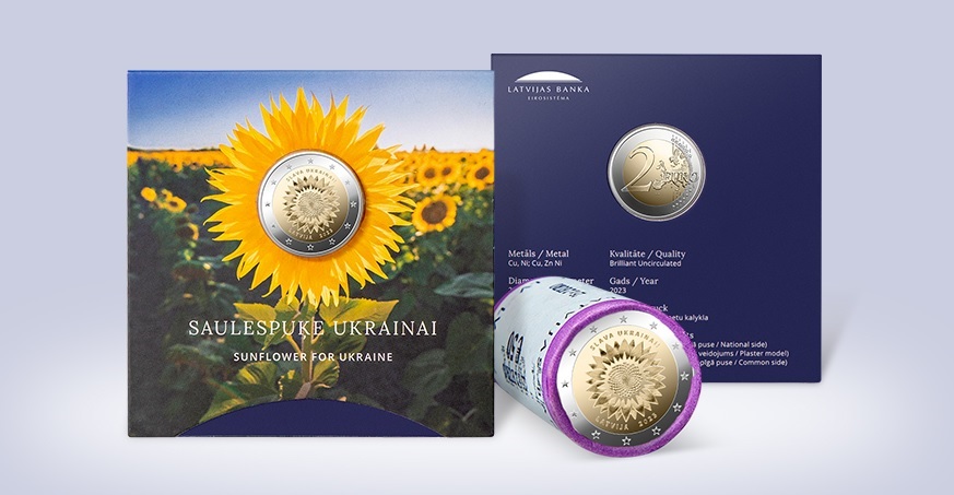 Latvia Sunflower for Ukraine 2023 (shop illustration) (zoom)