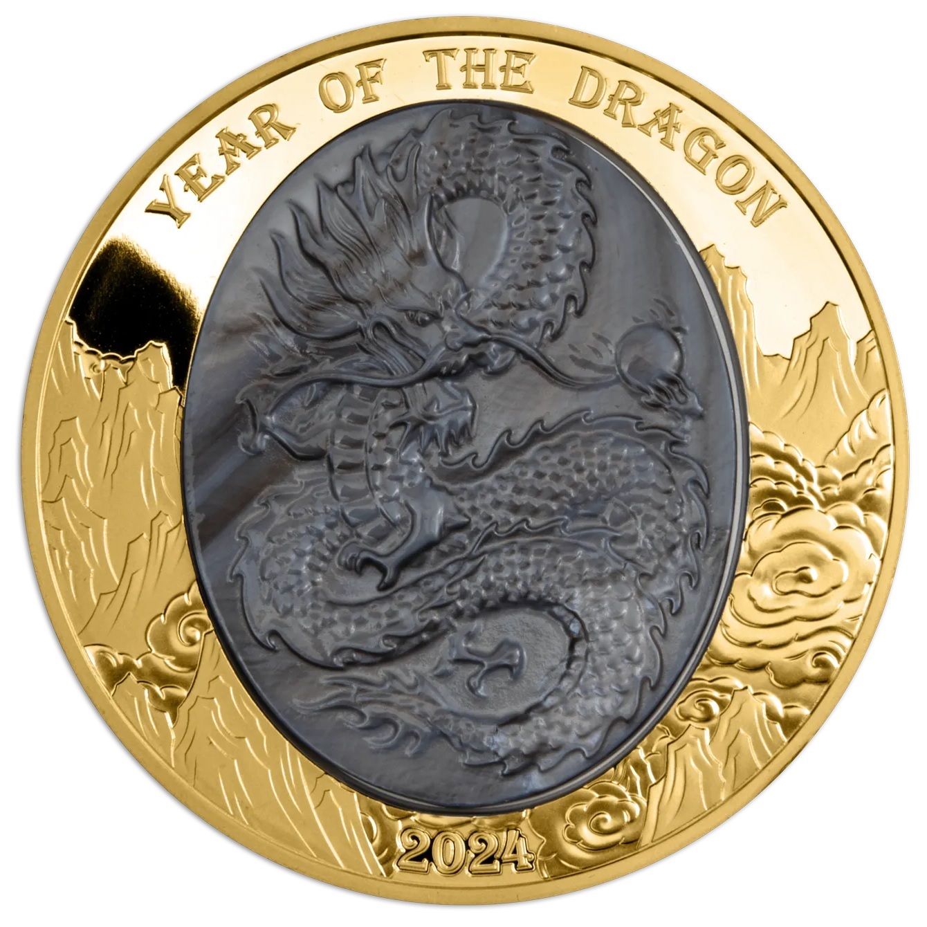 (W106.100.D.2024.5.oz.Au.1) 100 Dollars Solomon Islands 2024 5 oz Proof gold - Year of the Dragon Reverse (zoom)