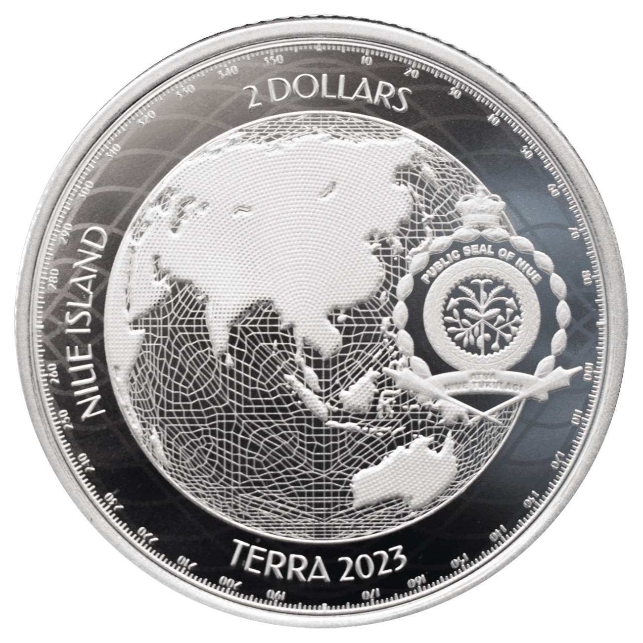 (W160.2.D.2023.1.oz.Ag.3) 2 Dollars Niue 2023 1 oz silver - Terra Obverse (zoom)