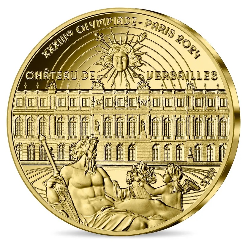 (EUR07.Proof.2023.10041376200000) 50 € France 2023 Proof Au - Paris Olympics 2024 (Versailles Castle) Obverse (zoom)