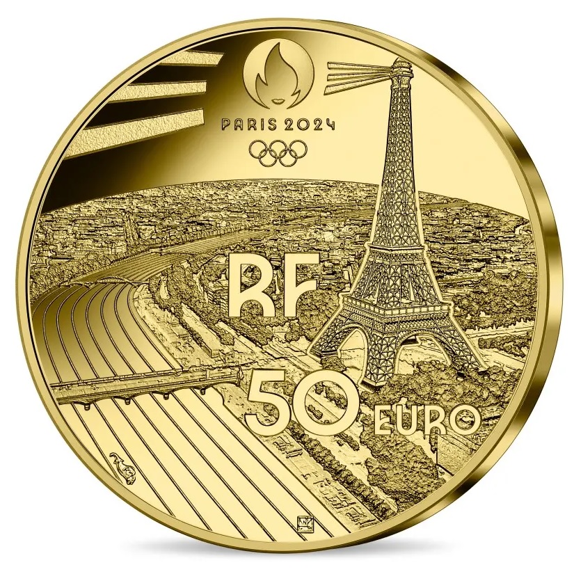 (EUR07.Proof.2023.10041376200000) 50 € France 2023 Proof Au - Paris Olympics 2024 (Versailles Castle) Reverse (zoom)