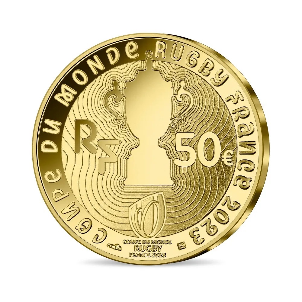 (EUR07.Proof.2023.10041380650000) 50 euro France 2023 Proof gold - Rugby World Cup Reverse (zoom)