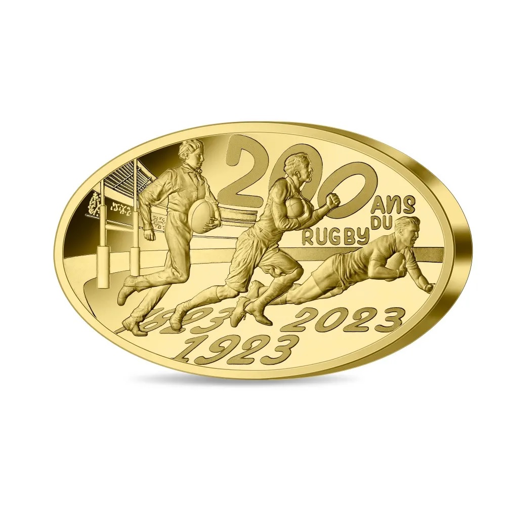 (EUR07.Proof.2023.10041380700000) 200 euro France 2023 Proof gold - Rugby World Cup Obverse (zoom)