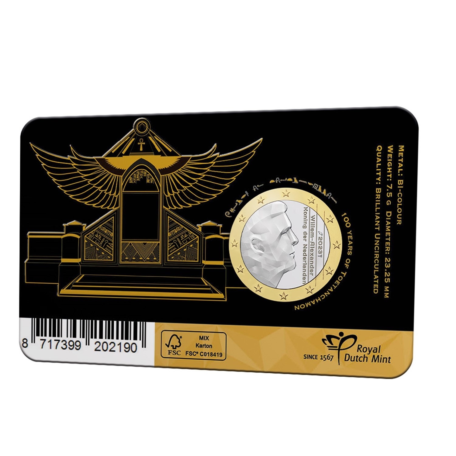 (EUR14.BU.2023.0116510) 1 euro Netherlands 2023 BU - 100 years of Tutankhamun (coincard back) (zoom)