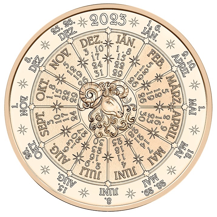 (MED01.Münze.Ö.2023.26287) Bronze medal - Calendar 2023 The Year of god Mars Reverse (zoom)
