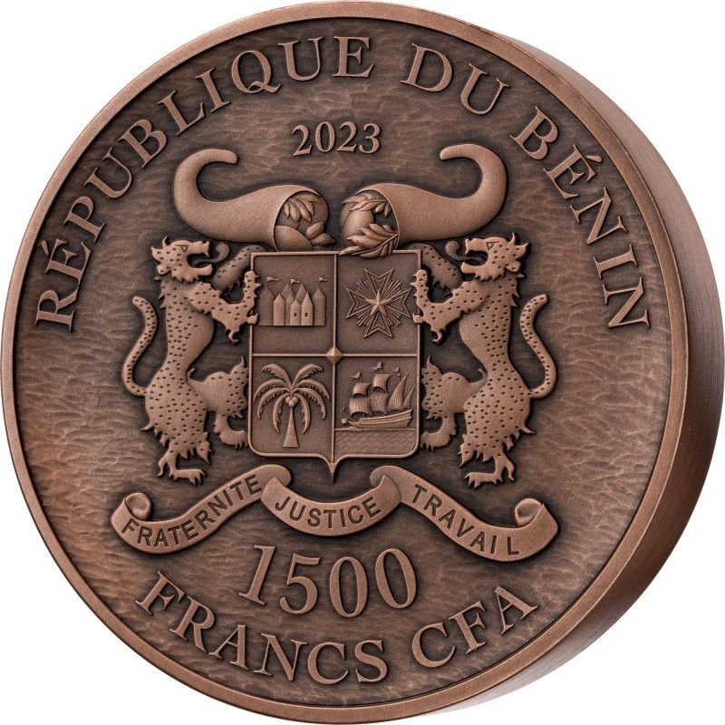 (W024.1.1500.CFA.2023.1.kg.Cu.1) 1500 Francs CFA Benin 2023 1 kilogram Antique copper - Giant Panda Obverse (zoom)