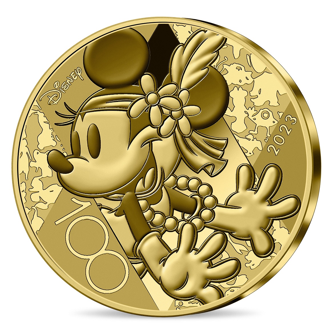 (EUR07.Proof.2023.10041378020000) 5 euro France 2023 Proof gold - Disney Studios 100 Years (Minnie Mouse) Obverse (zoom)