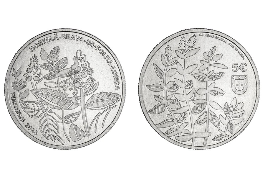 (EUR15.5.E.2023.12500720) 5 euro Portugal 2023 - Longleaf spearmint (mentha longifolia) (zoom)