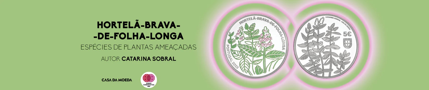 (EUR15.Proof.2023.1025966) 5 € Portugal 2023 Proof silver - Longleaf spearmint (mentha longifolia) (blog) (zoom)